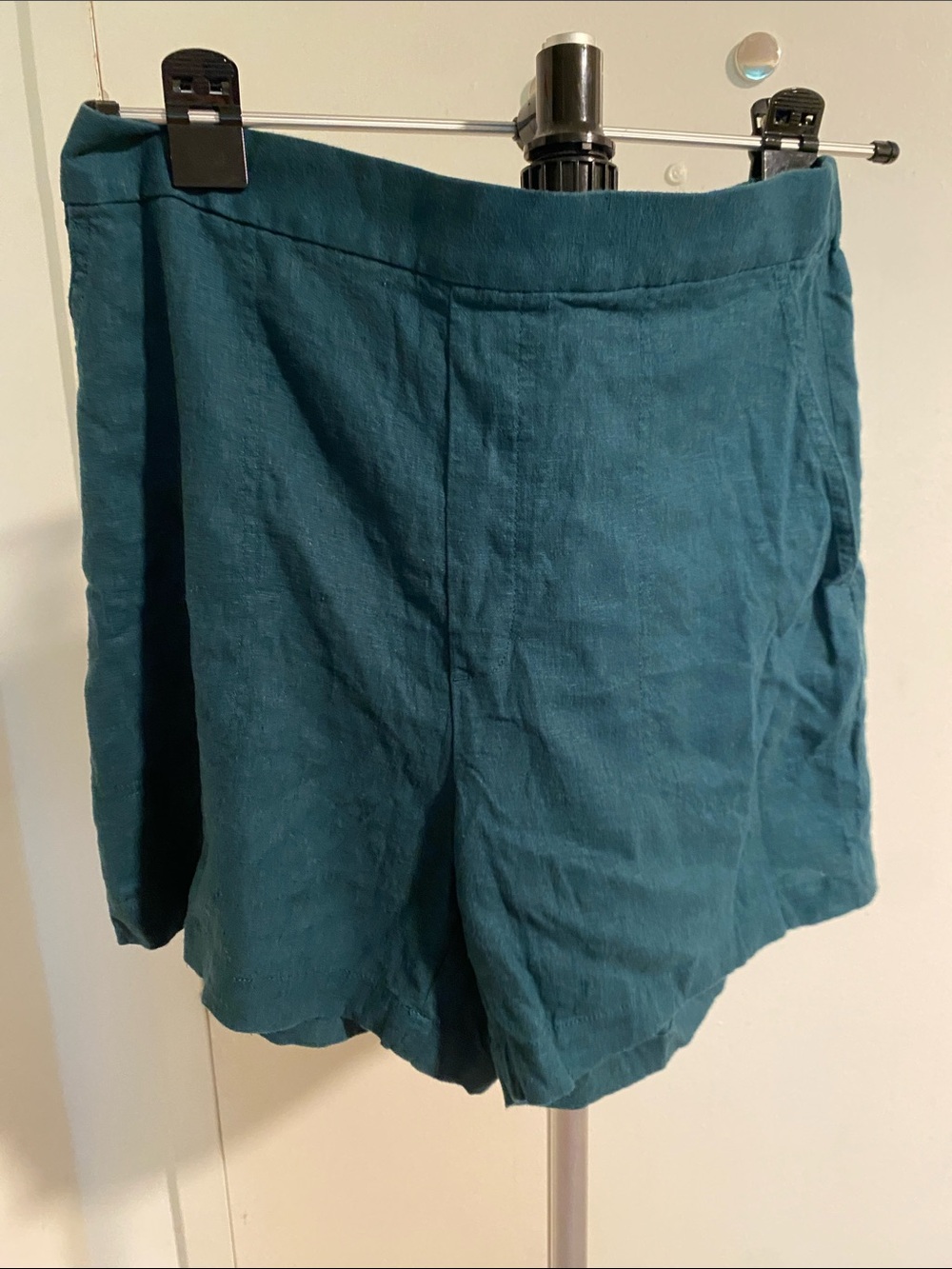 Banana Republic Teal High-Waist Linen-Blend Shorts